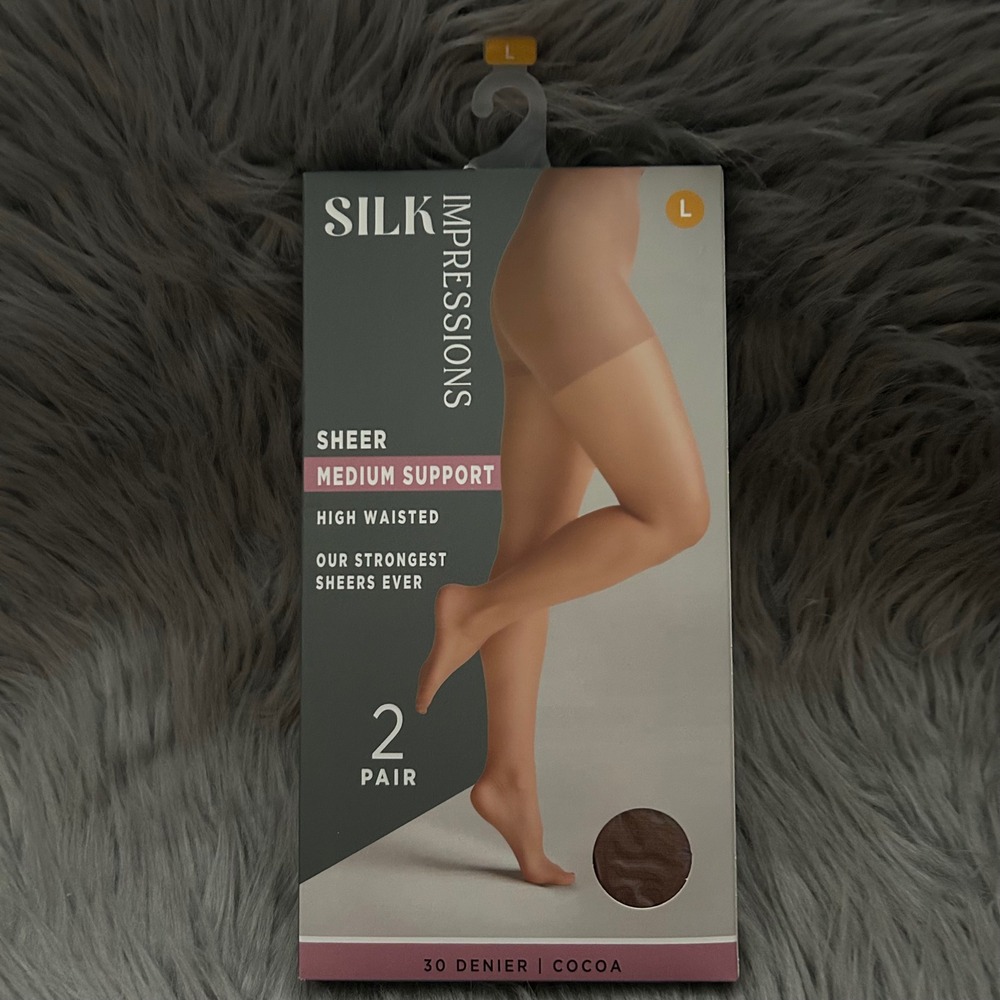 Silk Impressions Sheer Tights Medium Support Women Size Large Cocoa High Waisted